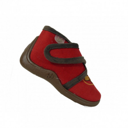 Chaussons rouge garçon Babybotte à Velcro cowboy