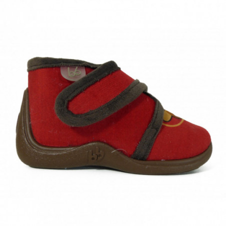 Chaussons rouge garçon Babybotte à Velcro cowboy