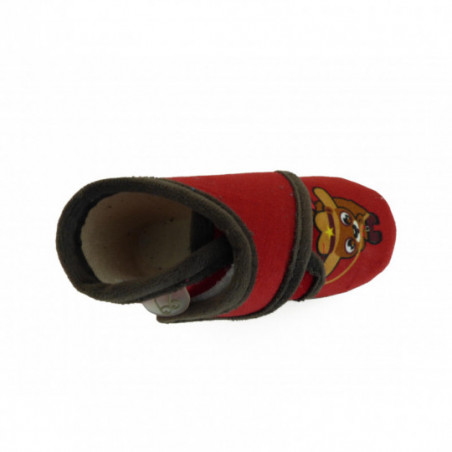 Chaussons rouge garçon Babybotte à Velcro cowboy