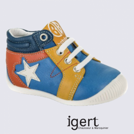 Chaussures à lacet pour bébé garçon Babybotte en cuir coloré