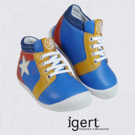 Chaussures à lacet pour bébé garçon Babybotte en cuir coloré