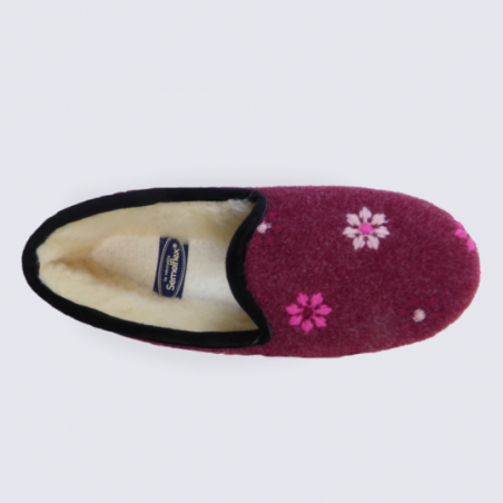 Chaussons charentaises Semelflex motif fleuris bordeaux