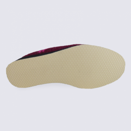 Chaussons charentaises Semelflex motif fleuris bordeaux