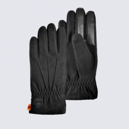 Gants Isotoner, gants homme en polaire recyclée noir