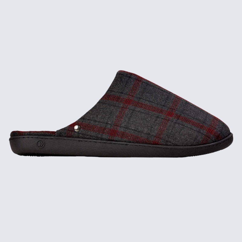 Mules Isotoner mules chaussons a motif tartan homme anthracite Igert Chaussures Maroquinerie