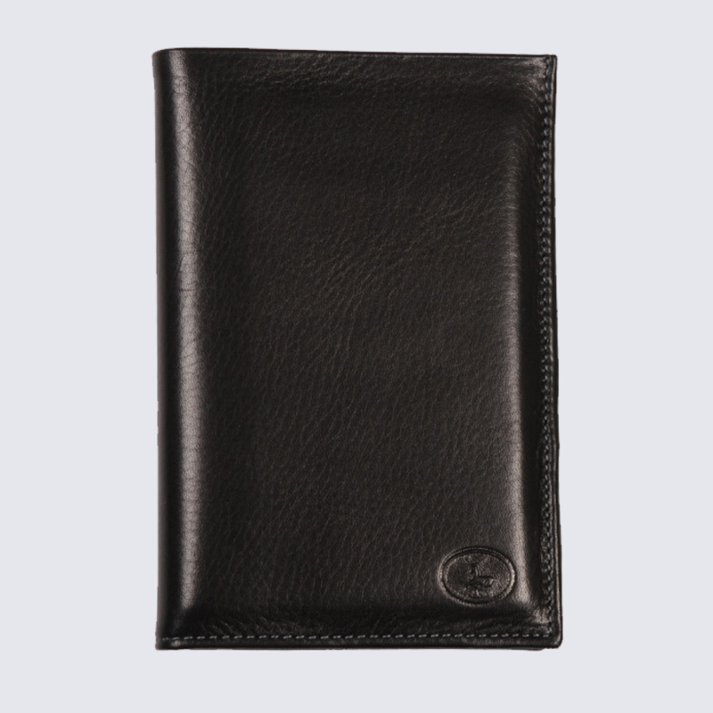 Porte-monnaie en cuir noir poli pour homme, accessoire pratique