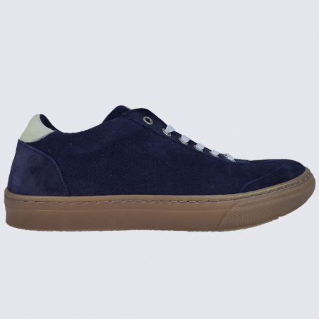 Baskets Arima, baskets confortables homme en cuir bleu jean