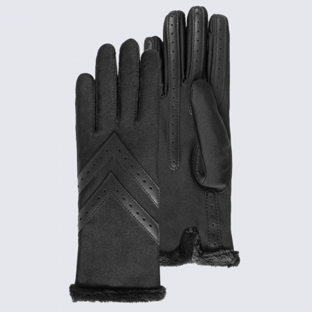 Gants Isotoner, gants doublés femme en tissu recyclé noir