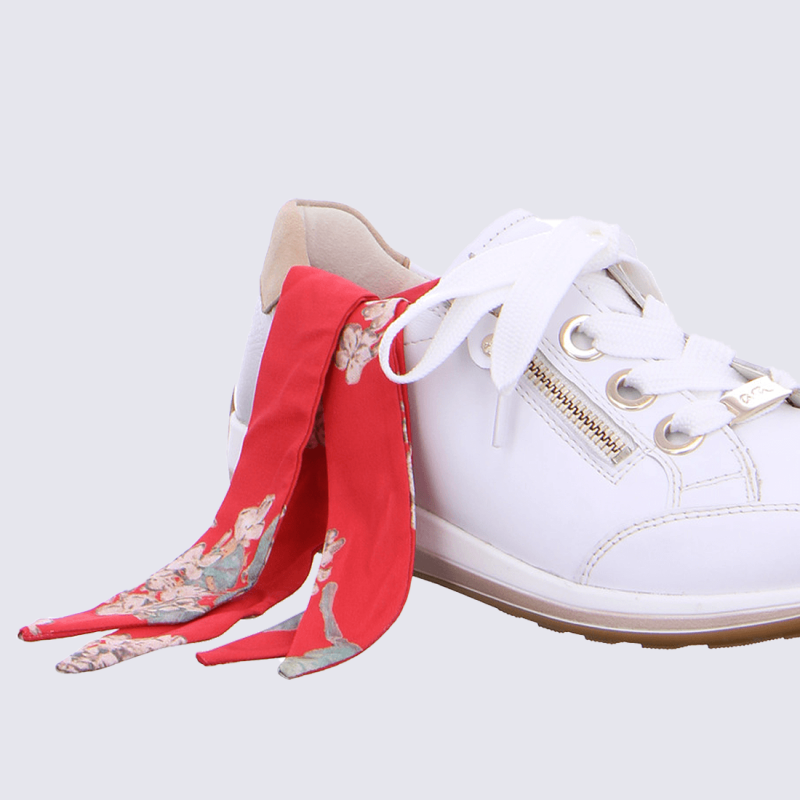 Baskets Ara baskets a zip tendance femme en cuir blanc Igert Chaussures Maroquinerie