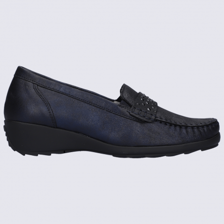 Mocassins Waldlaufer, mocassins élégant femme en cuir bleu