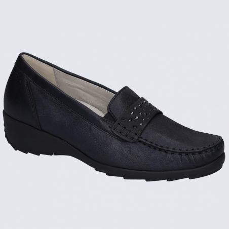 Mocassins Waldlaufer, mocassins élégant femme en cuir bleu