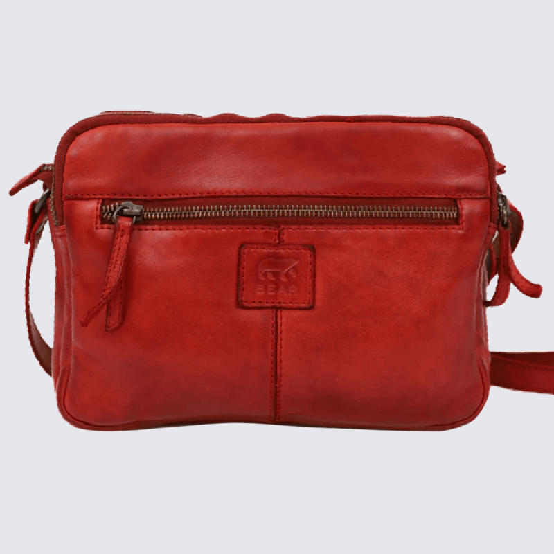 Sac a bandouliere Bear petit sac a bandouliere Vieve femme en cuir rouge Igert Chaussures Maroquinerie