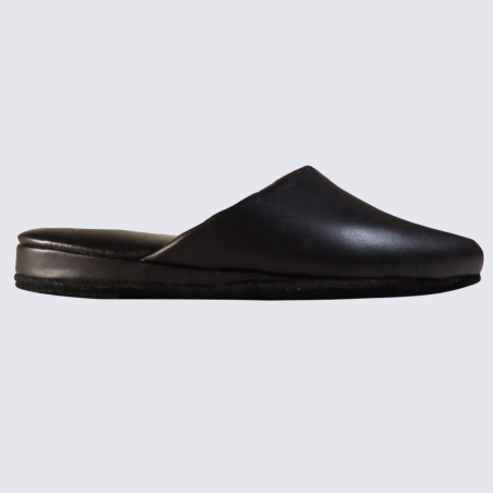 Mules Heller, mules d'intérieur Dimy homme en cuir lisse noir