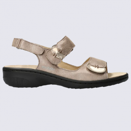 Sandales Mobils, sandales confortables femme en cuir taupe clair