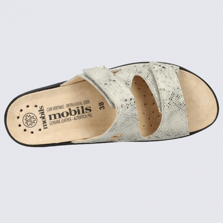 Mules Mobils, mules confortables femme en cuir taupe clair