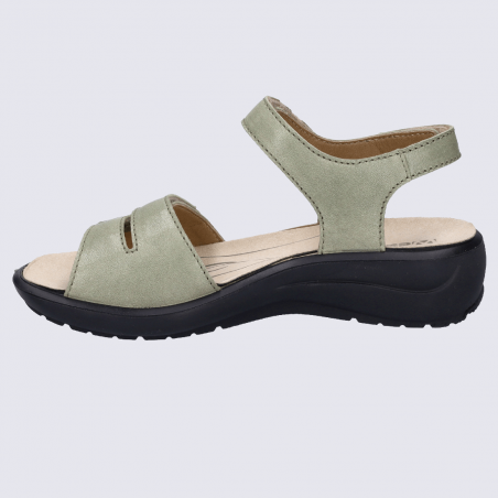 Nu-pieds Westland by Josef Seibel, nu-pieds femme à 2 brides velcro  en cuir vert menthe