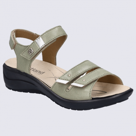 Nu-pieds Westland by Josef Seibel, nu-pieds femme à 2 brides velcro  en cuir vert menthe