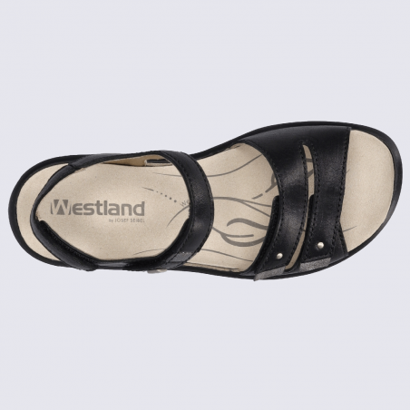 Nu-pieds Westland by Josef Seibel, nu-pieds femme à 2 brides velcro  en cuir noir