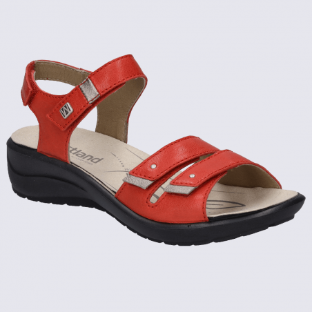 Nu-pieds Westland by Josef Seibel, nu-pieds femme à 2 brides velcro  en cuir rouge