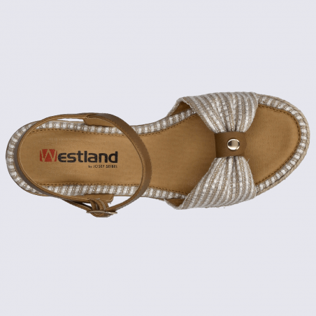 Sandales Westland by Josef Seibel, sandales effet espadrille à plateforme femme en cuir/textile beige