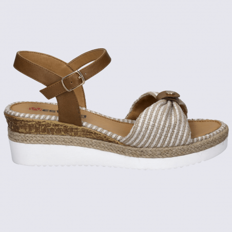 Sandales Westland by Josef Seibel, sandales effet espadrille à plateforme femme en cuir/textile beige