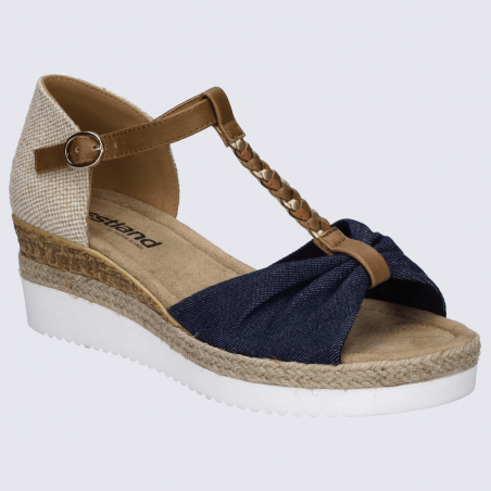 Sandales Westland by Josef Seibel, sandales effet espadrille à plateforme femme en cuir/textile bleu marine