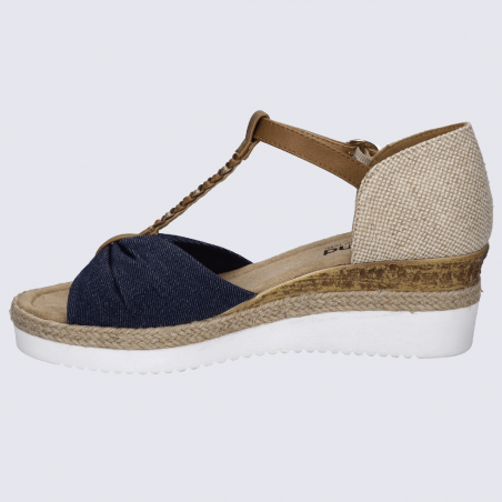 Sandales Westland by Josef Seibel, sandales effet espadrille à plateforme femme en cuir/textile bleu marine