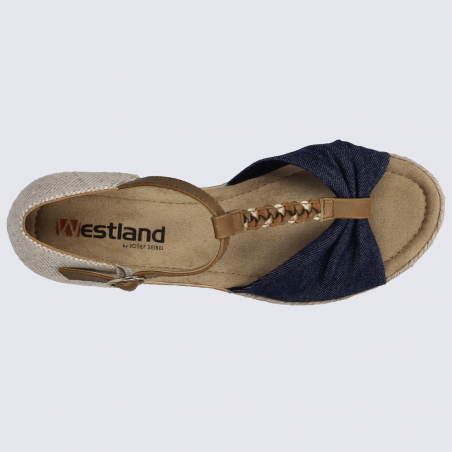 Sandales Westland by Josef Seibel, sandales effet espadrille à plateforme femme en cuir/textile bleu marine