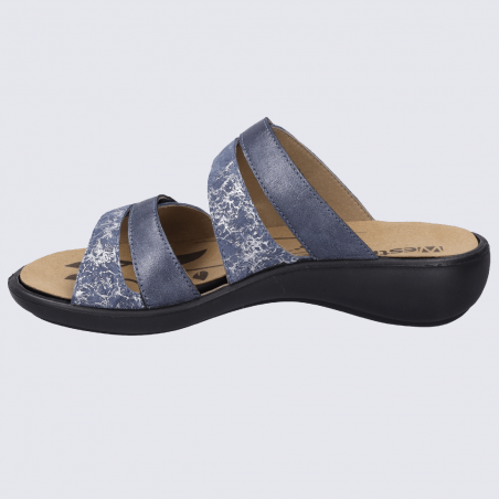 Mules Westland by Josef Seibel, mules à brides velcro femme en cuir bleu océan