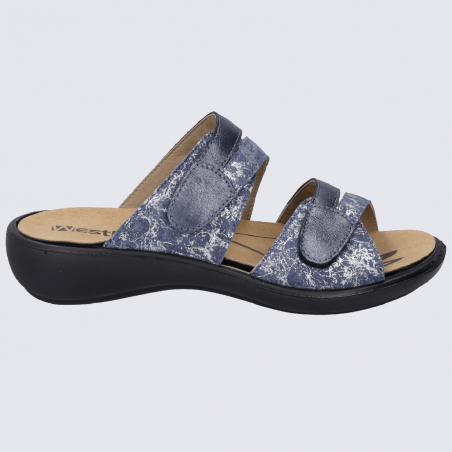 Mules Westland by Josef Seibel, mules à brides velcro femme en cuir bleu océan