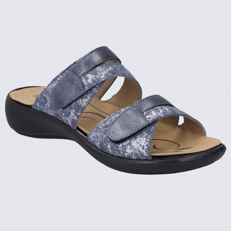 Mules Westland by Josef Seibel, mules à brides velcro femme en cuir bleu océan