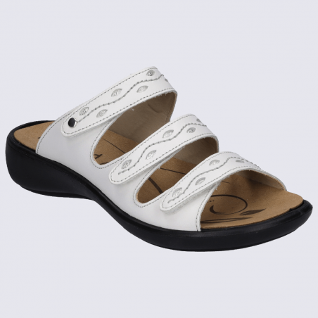 Mules Westland by Josef Seibel, mules nu-pieds femme en cuir blanc