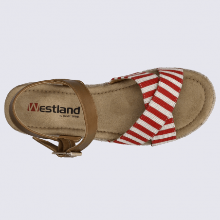 Sandales Westland by Josef Seibel, sandales effet espadrille femme en cuir/textile rouge