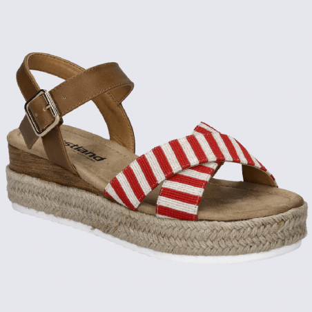 Sandales Westland by Josef Seibel, sandales effet espadrille femme en cuir/textile rouge