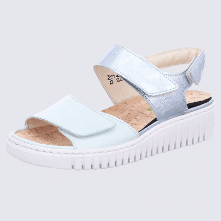 Sandales Waldlaufer, sandales tendances à velcro femme en cuir bleu vert menthe