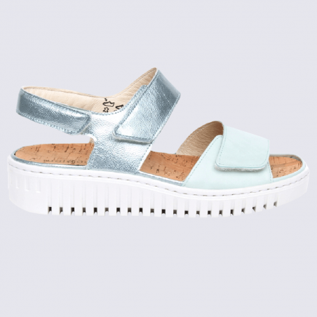 Sandales Waldlaufer, sandales tendances à velcro femme en cuir bleu vert menthe