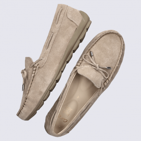 Mocassins Ara, mocassins élégants et confortables femme en cuir velours beige