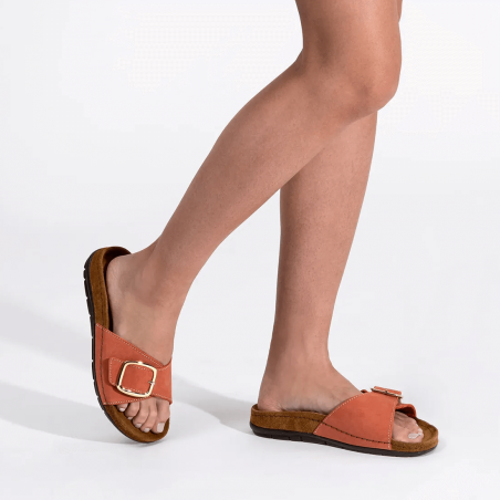 Mules Rohde, mules 1 bride tendance femme en cuir orange baiser