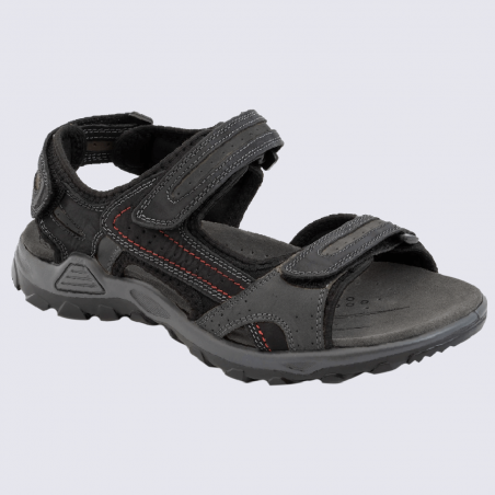 Nu-pieds Rohde, nu-pieds sportives homme en cuir et textile noir et gris