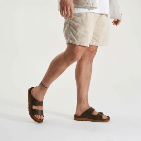 Mules Rohde, sandales homme en cuir marron moka