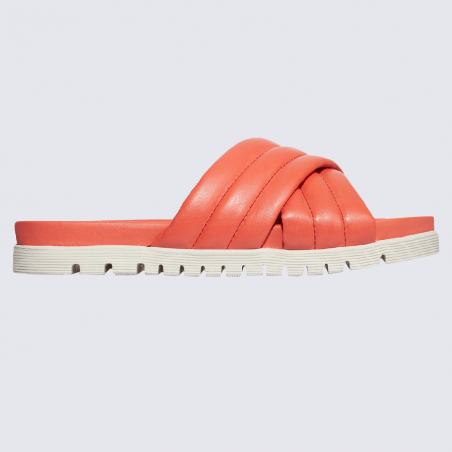 Mules Rohde, mules tendances matelassées femme en cuir rose/orange saumon