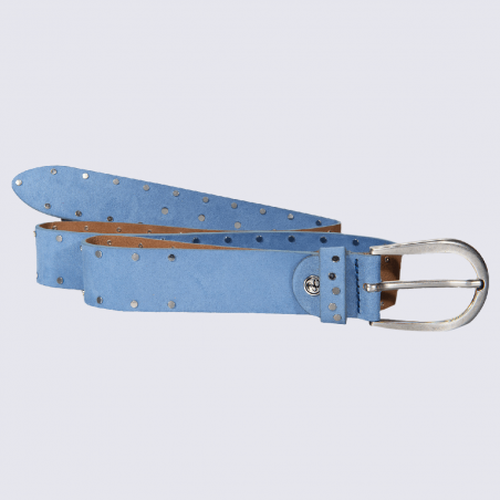 Ceinture Bernd Götz, ceinture tendance femme en daim bleu