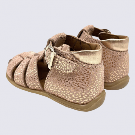 Sandales Bellamy, sandales à motif léopard doré pour fille en cuir rose