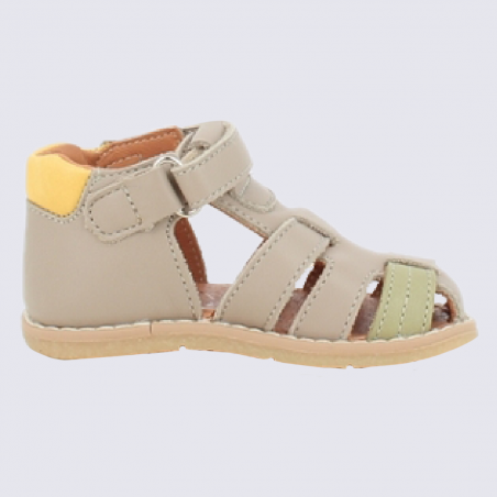 Sandales Bellamy, sandales unisexe pour enfants en cuir beige