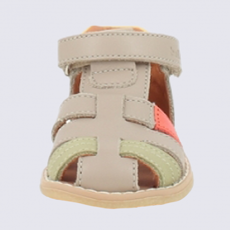 Sandales Bellamy, sandales unisexe pour enfants en cuir beige