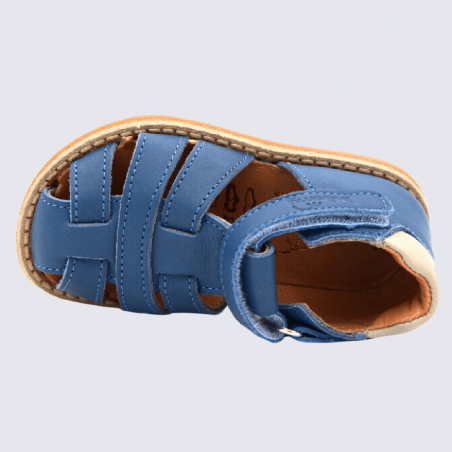 Sandales Bellamy, sandales spartiates garçons en cuir bleu jeans