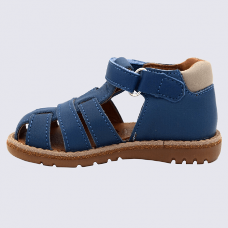 Sandales Bellamy, sandales spartiates garçons en cuir bleu jeans