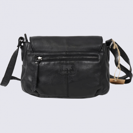 Sac à bandoulière Bear, sac à bandoulière Lauren pour femme en cuir noir