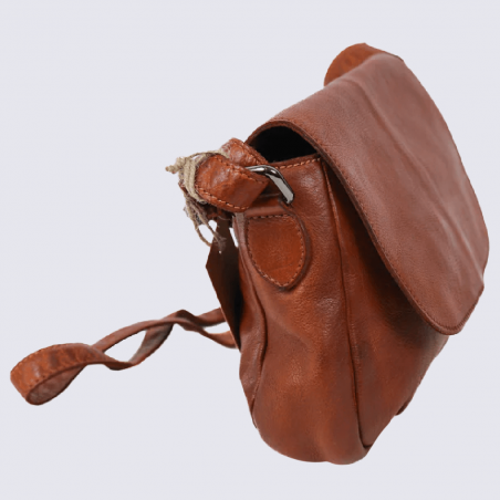 Sac à bandoulière Bear, sac à bandoulière Lauren pour femme en cuir cognac