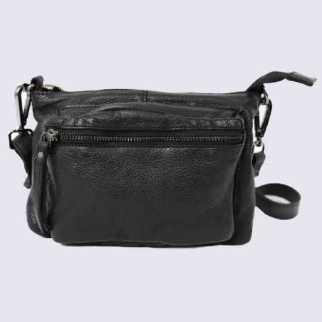 Sac à bandoulière Bear, sac à bandoulière Norah pour femme en cuir noir